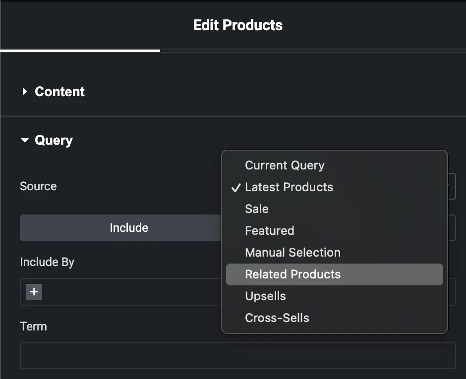 How to Display Related Products in Elementor Pro Dynamically 4 Query-Section