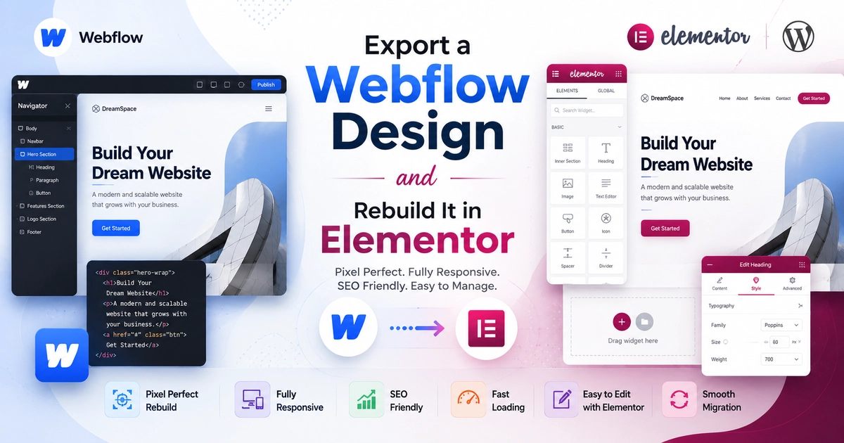 Export a Webflow Design and Rebuild It in Elementor