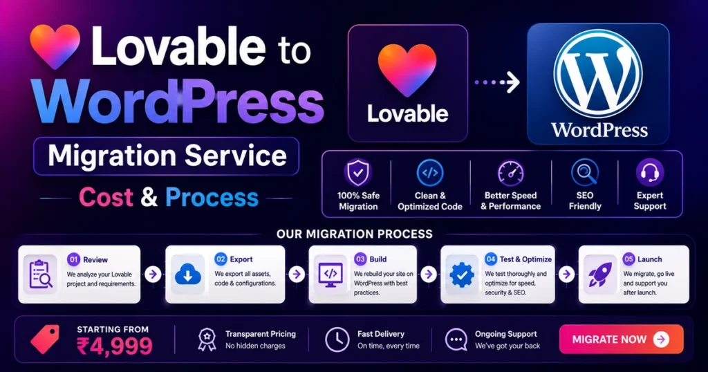 Lovable to WordPress Migration Service — Cost & Process 7 Lovable to WordPress Migration Service Cost Process