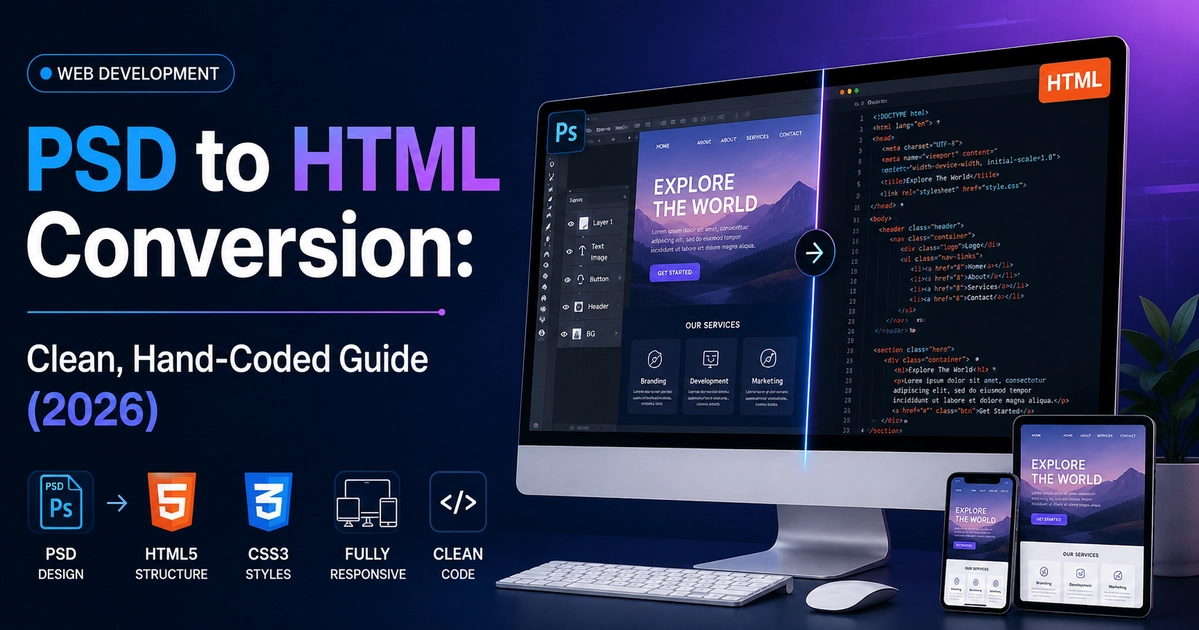 PSD to HTML Conversion Clean Hand Coded Guide 2026