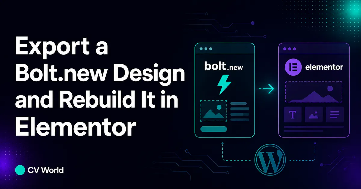 Export a Bolt.new Design and Rebuild It in Elementor 1
