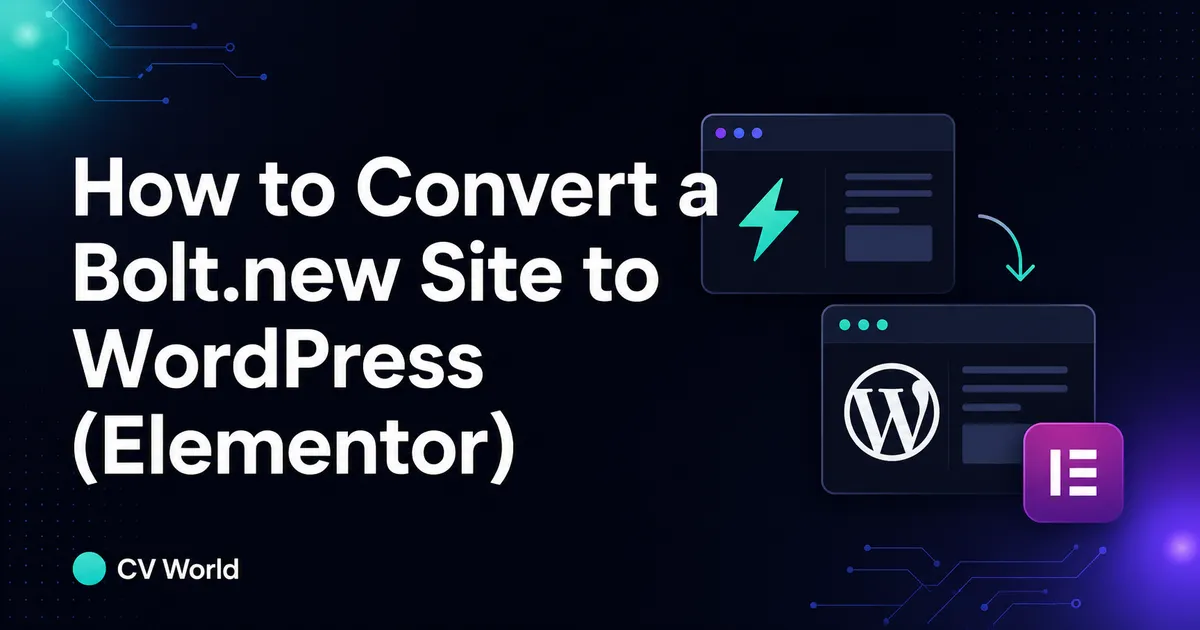 How to Convert a Bolt.new Site to WordPress Elementor 1