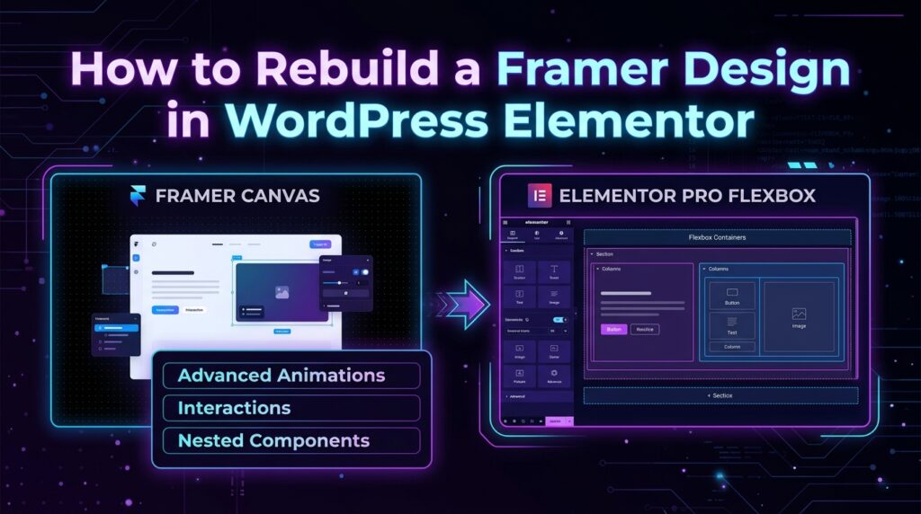 how to rebuild framer design in wordpress elementor