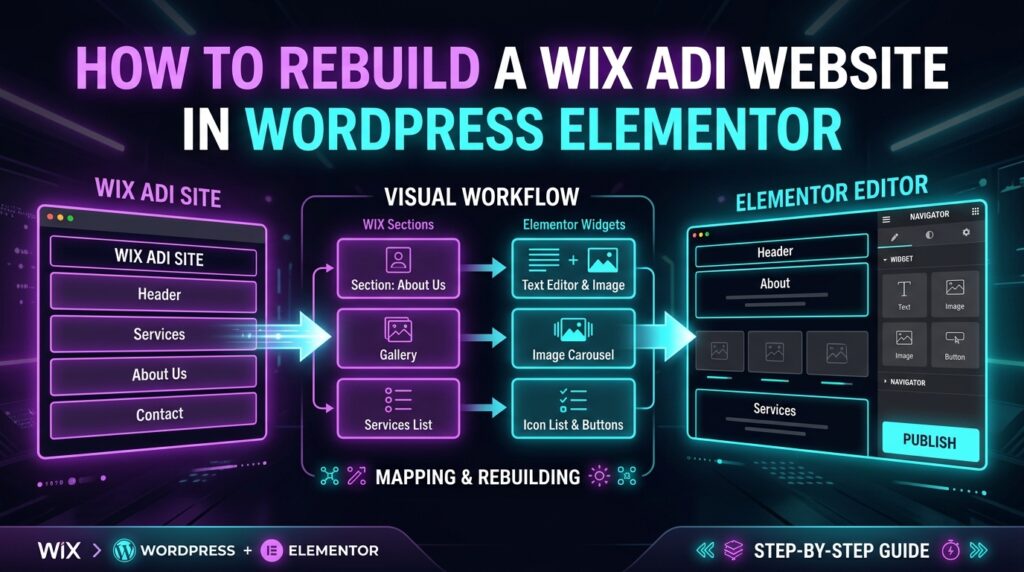 how to rebuild wix adi website in wordpress elementor