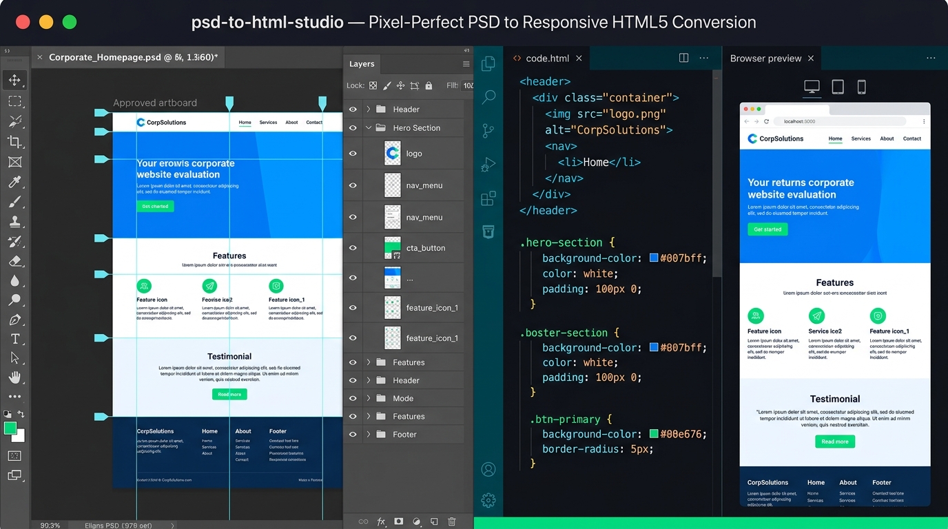 Professional PSD to Responsive HTML5 CSS3 Conversion Services CVWORLD