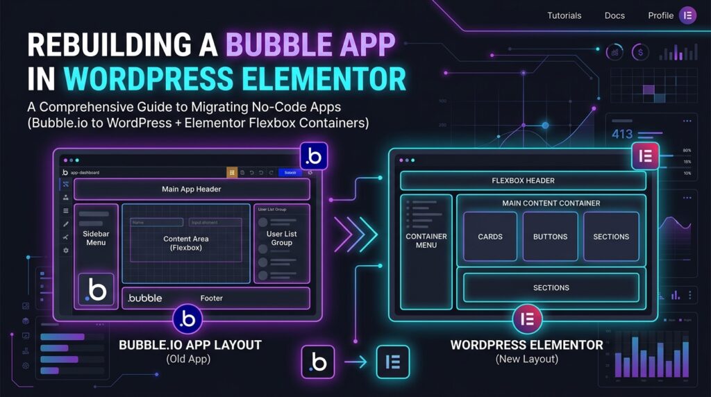 rebuilding bubble app design in wordpress elementor