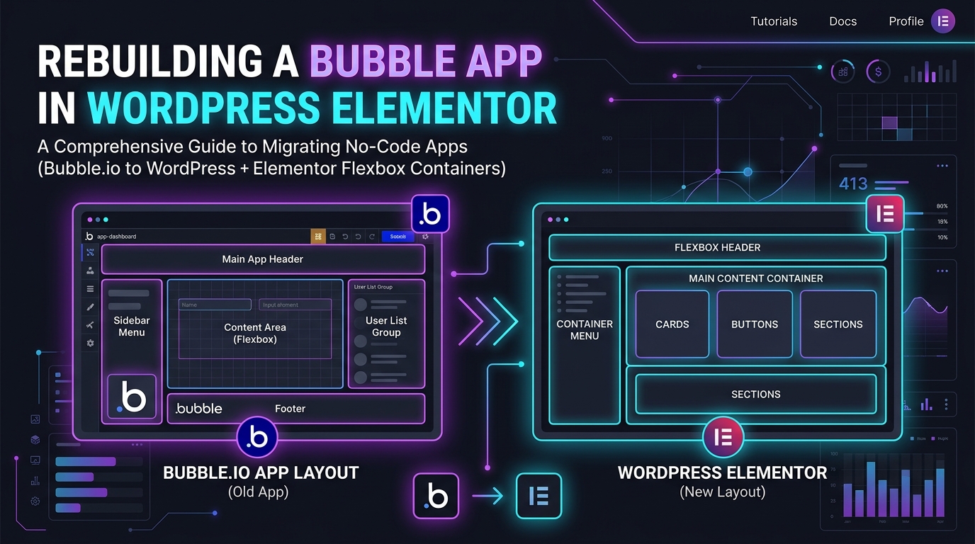 rebuilding bubble app design in wordpress elementor