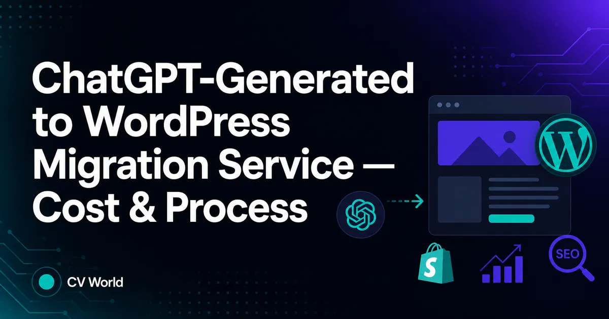 ChatGPT-Generated to WordPress Migration Service — Cost & Proces 1 ChatGPT Generated to WordPress Migration Service — Cost Process 1