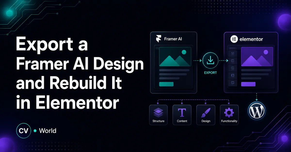 Export a Framer AI Design and Rebuild It in Elementor 1
