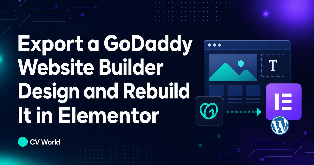 Export a GoDaddy Website Builder Design and Rebuild It in Elementor 1