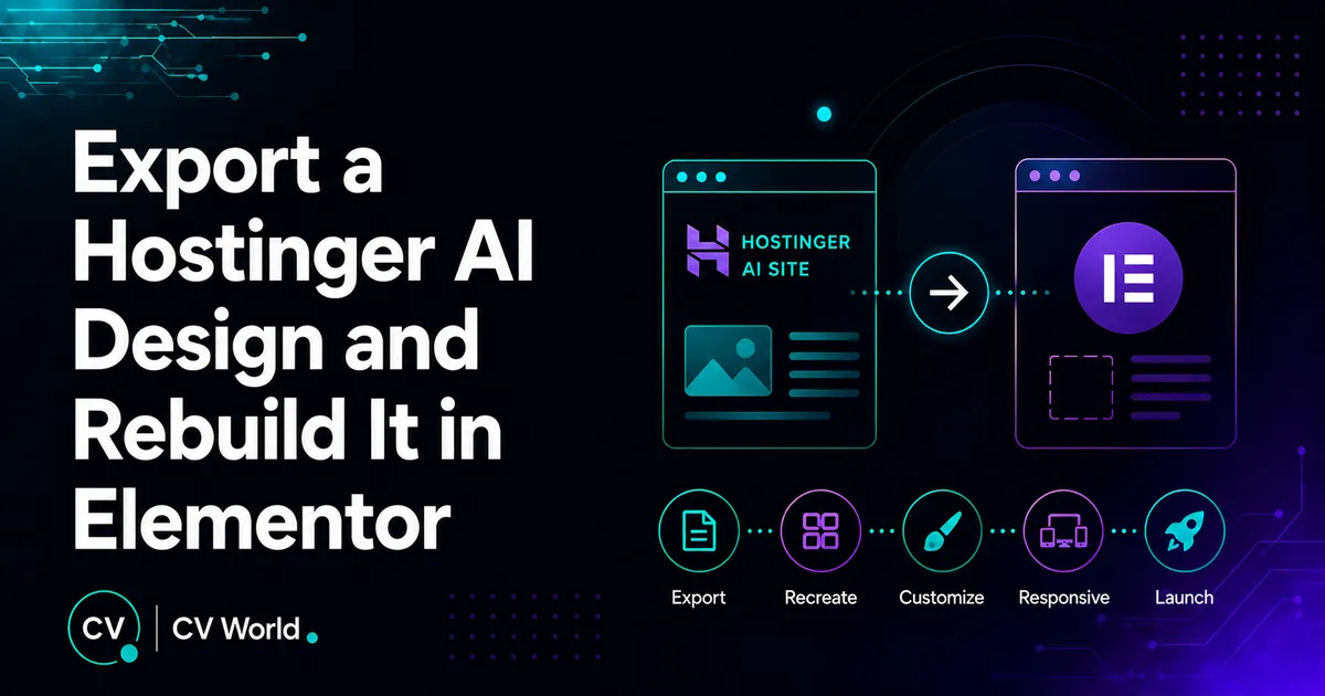 Export a Hostinger AI Design and Rebuild It in Elementor 1