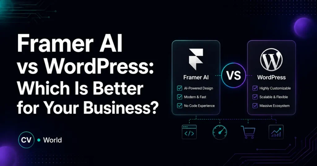Framer AI vs WordPress: Which Is Better for Your Business? 1 Framer AI vs WordPress Which Is Better for Your Business 1